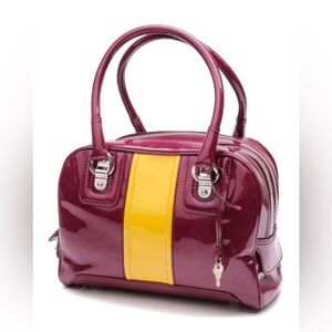 Dolce&gabbana patent leather Lily stripe bag. Cherry color egg yolk stripe.